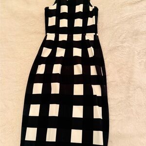 Banana Republic Black and White Checked Midi Dress